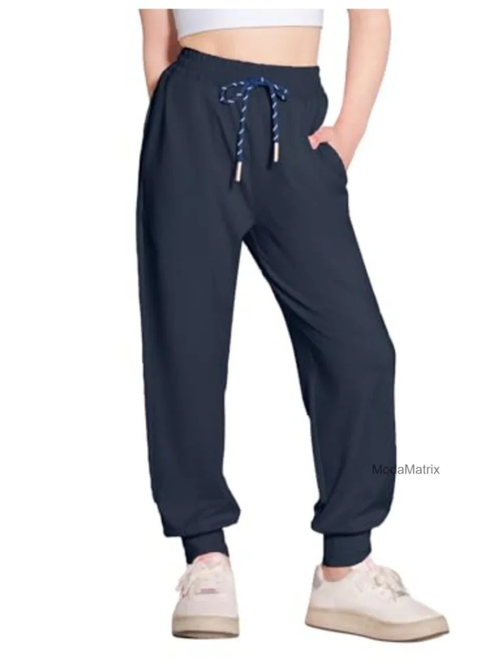 Girls Athletic Joggers Drawstring Quick Dry Pants with Pockets